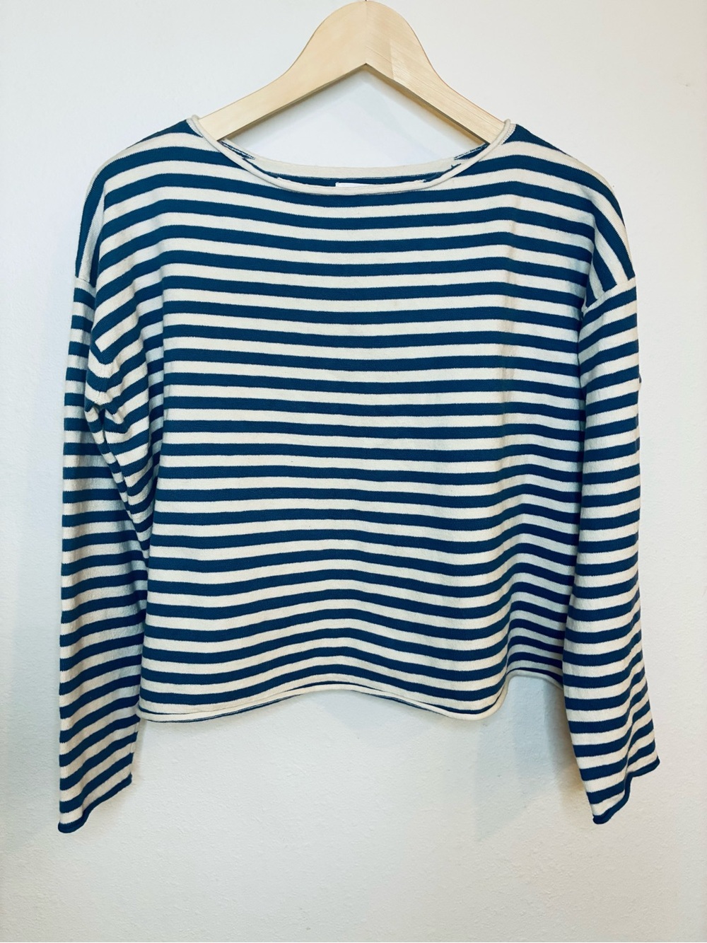 aerie Nautical Striped Long Sleeve Top - Blue & White